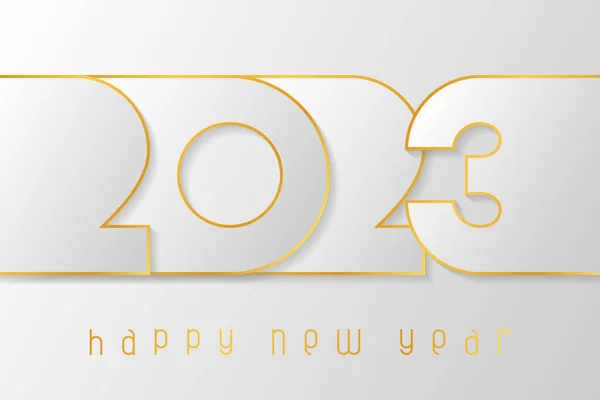 Плакат Новым 2023 Годом Цифрами Вырезанными Белой Бумаги Золотом Зимние — стоковый вектор