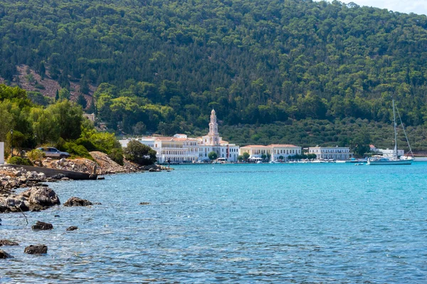 Panormitis 'teki manastır. Symi Dodecanese Adası. Ege Denizi adaları. Yunanistan Avrupa