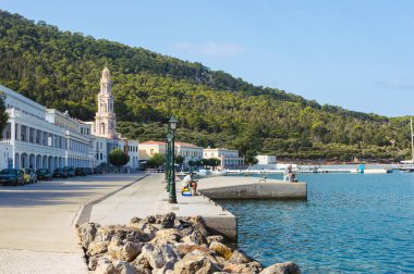 14 Eylül 2021, Panormitis, Yunanistan: Yunanistan 'ın Symi adasında Ünlü Manastır Panormitis.