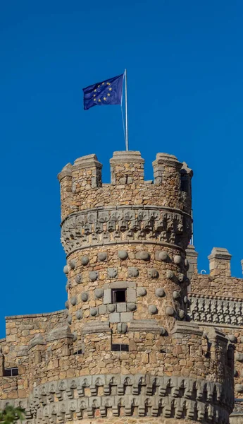 Flag of European Union in a tower of the Castle Manzanares el Real in Madrid,Spain