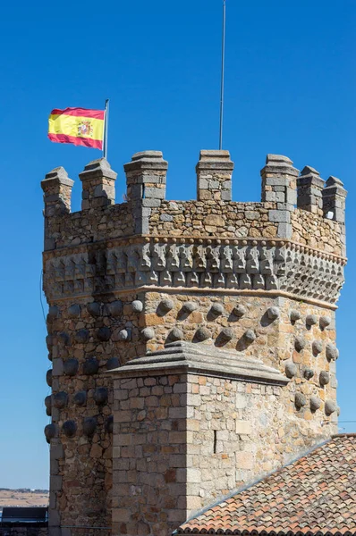 Flag Spain Tower Castle Manzanares Real Madrid Spain — Foto de Stock