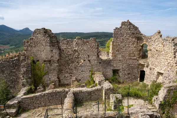 Castillo Medieval Puivert Aude Occitanie Sur Francia Detalle Del Área — Foto de Stock