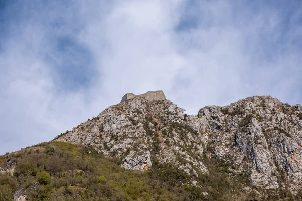 Montsegur Kalesi Cathar Ülkesi Ariege Occitanie Fransa — Stok fotoğraf