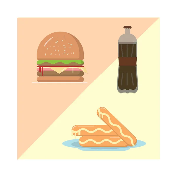 Hamburgerkorv Soft Drink Mat Och Dryck — Stockfoto