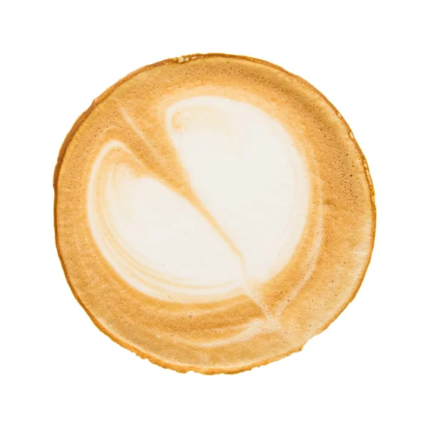 Vista Superior Café Caliente Latte Arte Aislado Fondo Blanco — Foto de Stock