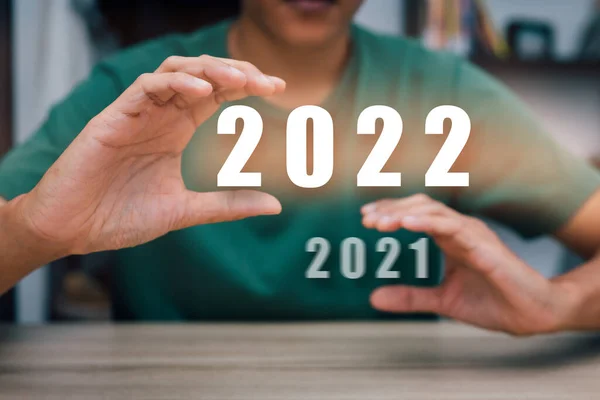 Boldog 2022 Évet Kézfogás 2022 Kezdődik Pontszám Változás 2021 Növekedés — Stock Fotó