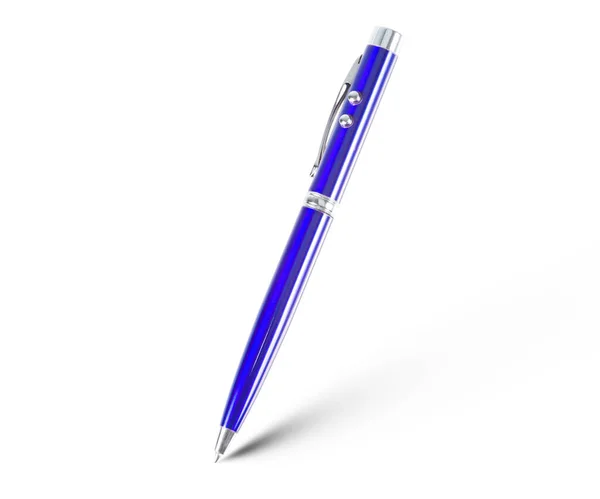 Penna Blu Isolato Sfondo Bianco — Foto Stock