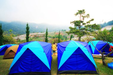 Orman kampında kış çadırı.