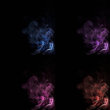 Duman renkli siyah arkaplan kümesi.