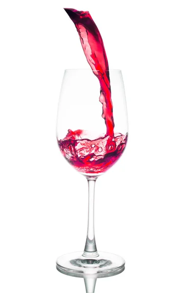 Červené Víno Sklo Izolované Bílé Pozadí — Stock fotografie