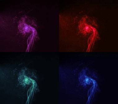 Duman renkli siyah arkaplan kümesi.