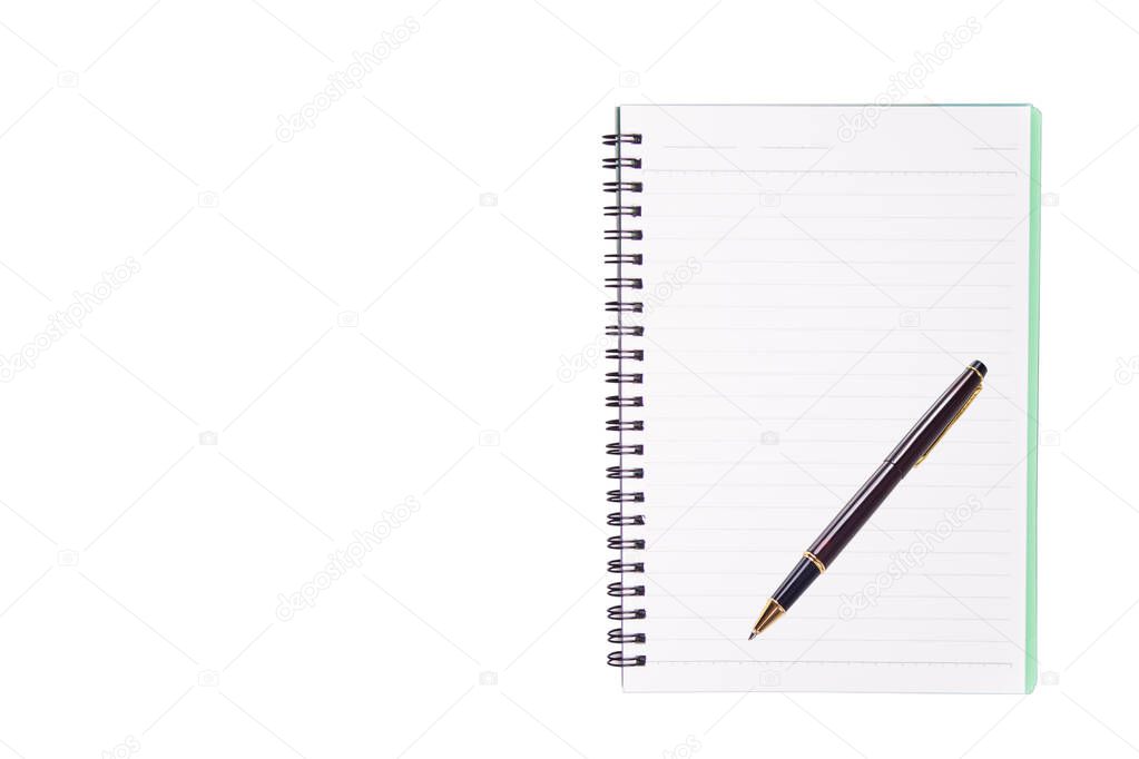 Pen notebook isolated white backgruond