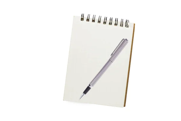 Pen Notebook Paper Isolated White Background Stock Photo