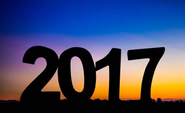 Semboller Mutlu yıllar 2017 Noel konsepti Siluet ışığı.