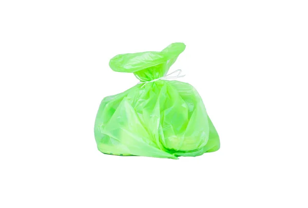 Müllsäcke Grün Spalten Die Weiße Kulisse — Stockfoto