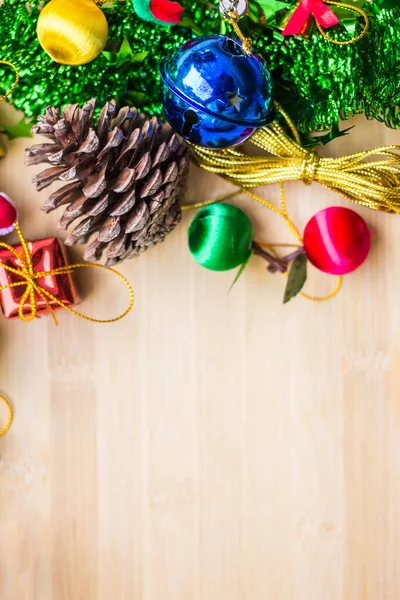 Christmas Symbols Colorful Wooden Texture Happy New Year Holiday — 스톡 사진