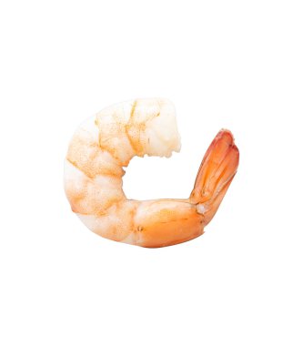 Kaynamış karides karidesi, izole edilmiş beyaz arka plan.