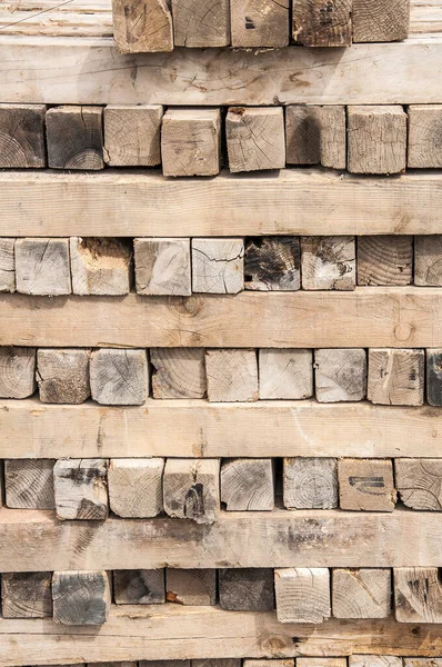 Pieces Wood Stacked Outdoors — Stock Photo, Image