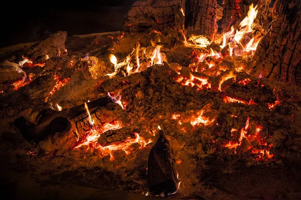 Burning Wood Traditional Festival San Anton — стоковое фото