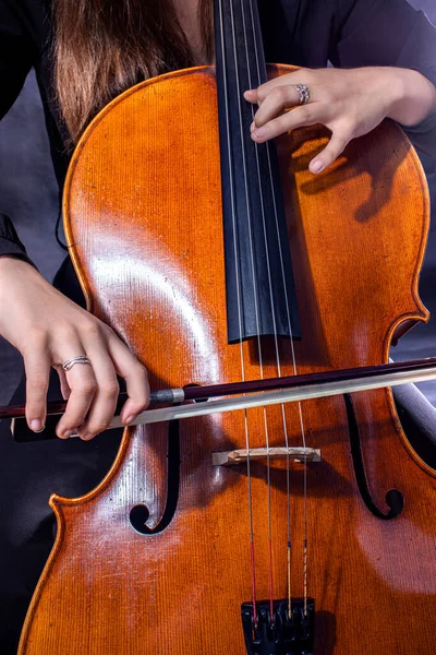 Belle Fille Musicienne Jouant Violoncelle — Photo