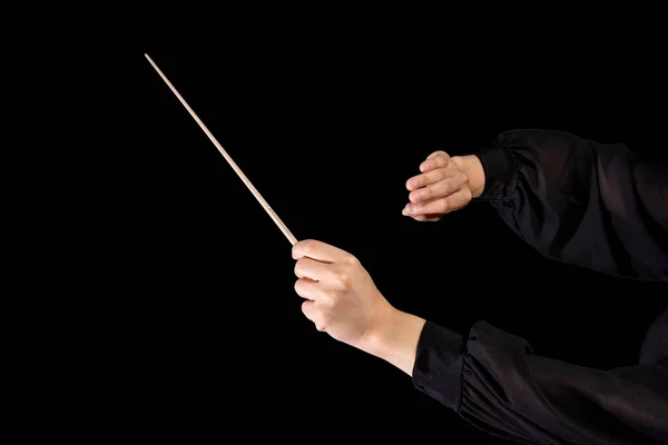 Direttore Orchestra Femminile Dirige Una Sinfonia Con Suo Bastone Uno — Foto Stock