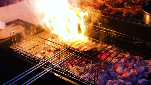 Cuisson Canard Français Sur Feu Barbecue — Video