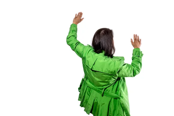 Young Girl Green Jacket Dance Concept — Foto de Stock