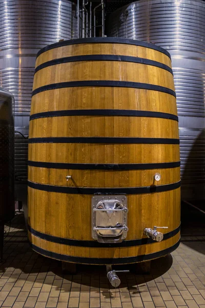 Wooden Wine Barrels Stored Underground — Stock Fotó
