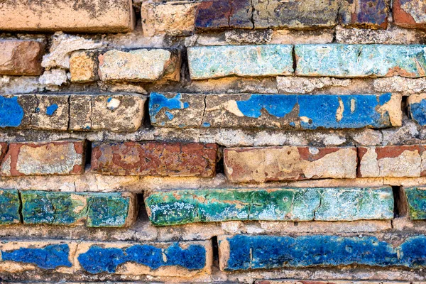 Colored brick wall. Exterior wall of a church dome.
