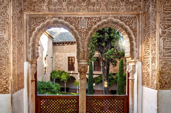 西班牙格拉纳达的Alhambra 其中一个花园的内部景观 — 图库照片