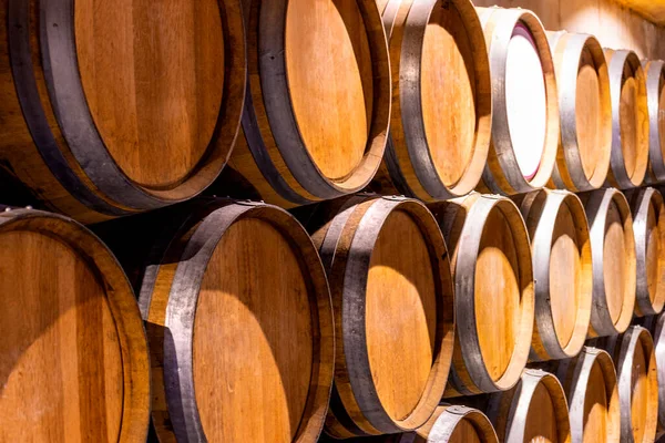 Wine barrels. Winery in Spain that keeps French oak barrels to ferment the wine.