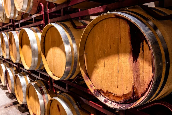 Adega Com Barris Para Armazenamento Vinho Espanha Conceito Vinho — Fotografia de Stock