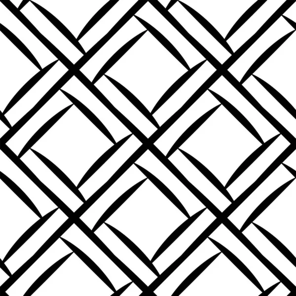 黑白几何图形无缝图案与艺术线条 抽象向量Grunge 单色传统图解 用于面料设计 装饰纸 网页设计 — 图库矢量图片
