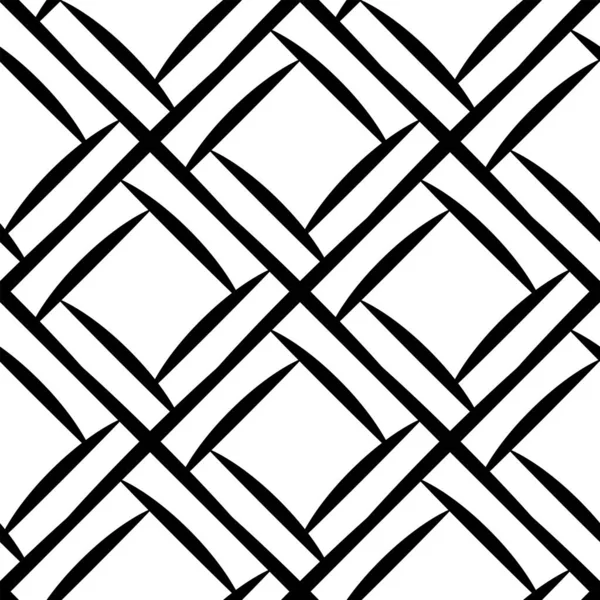 Zwart Wit Geometrisch Naadloos Patroon Met Artistieke Lijnen Abstracte Vector — Stockvector