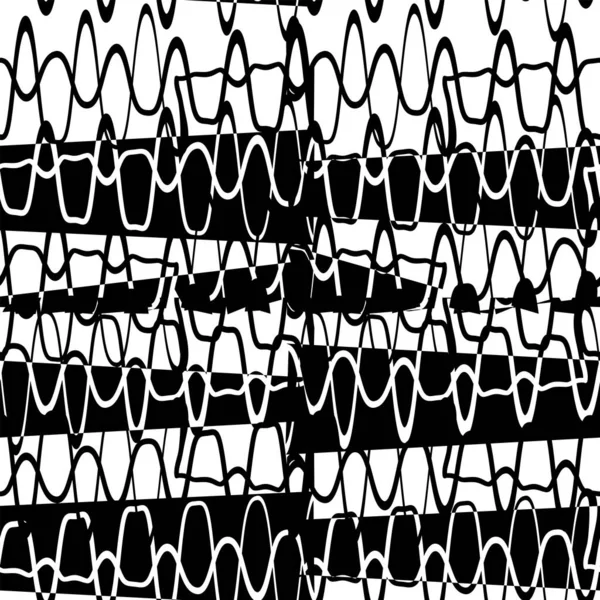 Black White Seamless Pattern Sound Waves Abstract Vector Retro Grunge — Stock Vector