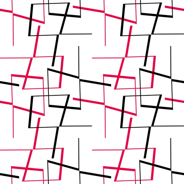 Geometrische Zwart Wit Rood Naadloos Patroon Met Vierkantjes Abstract Vector — Stockvector