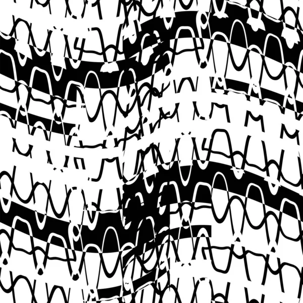 Modèle Sans Couture Noir Blanc Avec Ondes Sonores Grunge Rétro — Image vectorielle