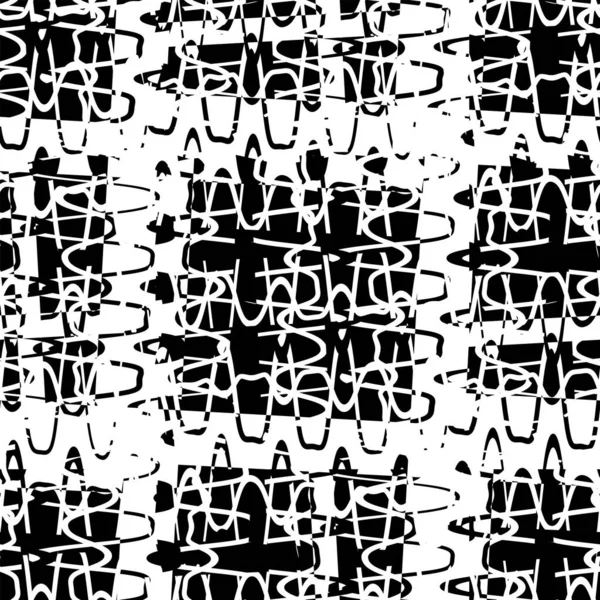 Modèle Sans Couture Noir Blanc Avec Ondes Sonores Grunge Rétro — Image vectorielle