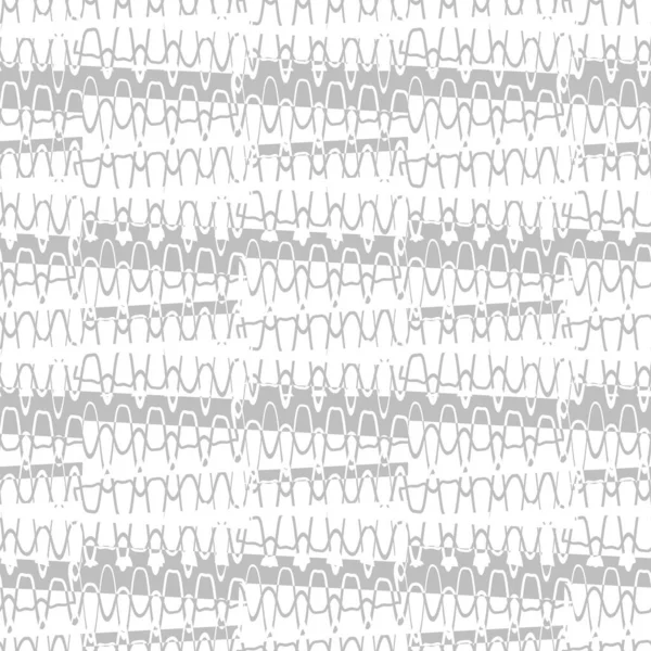ラジオの音波とグレーと白のシームレスなパターン 抽象ベクトルレトログランジ ファブリックデザイン 装飾紙 ウェブデザイン ポストカードのための芸術的なイラスト — ストックベクタ