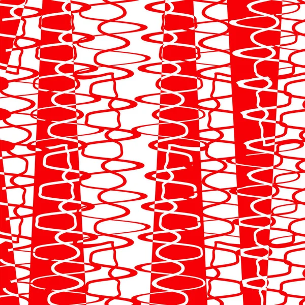 Vitt Och Rött Sömlöst Mönster Med Ljudvågor Abstrakt Vektor Retro — Stock vektor