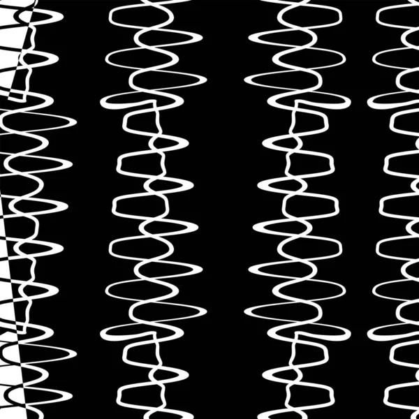Zwart Wit Naadloos Patroon Met Geluidsgolven Abstracte Vectorretro Grunge Monochrome — Stockvector