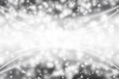 Beyaz ve gri Bokeh bulanık arkaplan. Gümüş ve beyaz bokeh ışıkları söndü. Soyut arkaplan duvar kağıdı. Beyaz karlı yumuşak ışıklar soyut arkaplan.