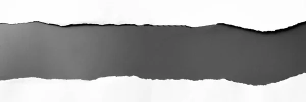 Torn Paper Ripped Piece White Black Gray Shadow Isolated Plain — Zdjęcie stockowe