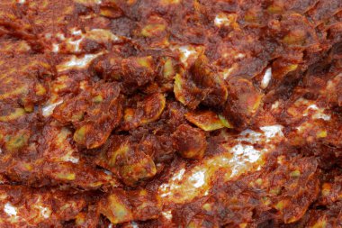 Demirhindi meyvelerinin kahverengi yüzeyi. Pulpin demiri..