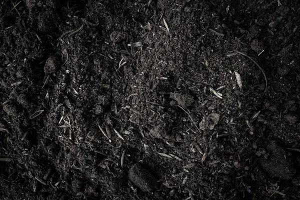 Black Earth Background Natural Soil Texture Pile Heap Soil Humus — Stock Photo, Image