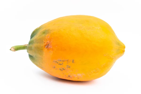 Echte Gelbe Papaya Appetitlich Auf Weißem Hintergrund — Stockfoto