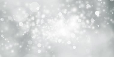 Gri bulanık arkaplan. Beyaz Bokeh Noel 'i Bulanık güzel, parlak Noel ışıkları