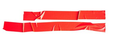 Beyaz arka planda bürokrasi. Yırtık yatay ve farklı boyutlarda yapışkan bant, yapışkan parçalar..