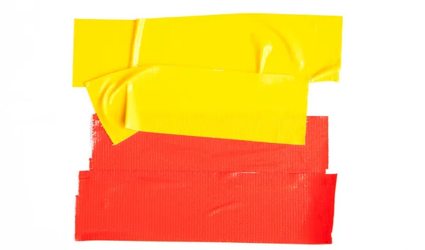 Set Red Yellow Tapes White Background Torn Horizontal Different Size — стоковое фото
