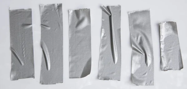 Set Gray Tapes White Background Torn Horizontal Different Size Sticky — Fotografia de Stock
